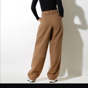 Motel Rocks Sakila Trouser Plaid in Wool Brown size Small